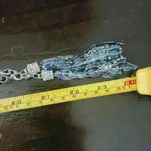 Women's beautiful silver and blue tassel necklace - Picture 3 of 5